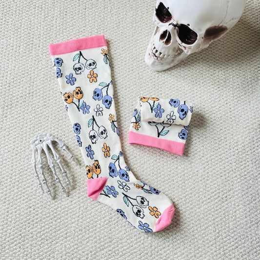 Plus Size Halloween Floral Skull Series Compression Socks