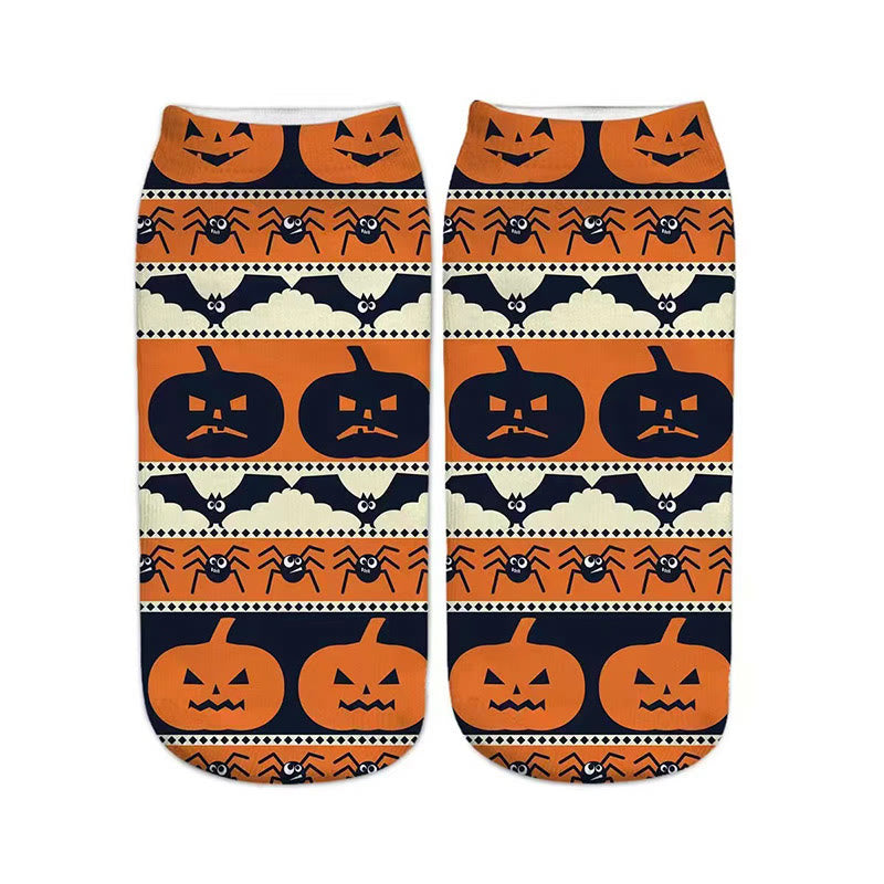 Plus Size 3D Halloween Quarter Socks(5 Pairs)