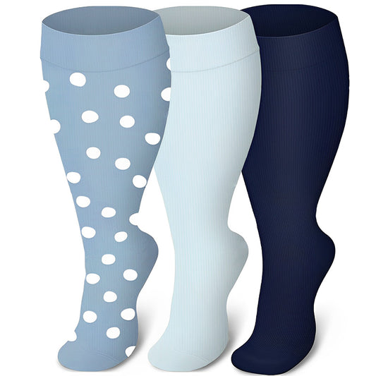 Plusock Plus Size Blue Series Compression Socks(3 Pairs)