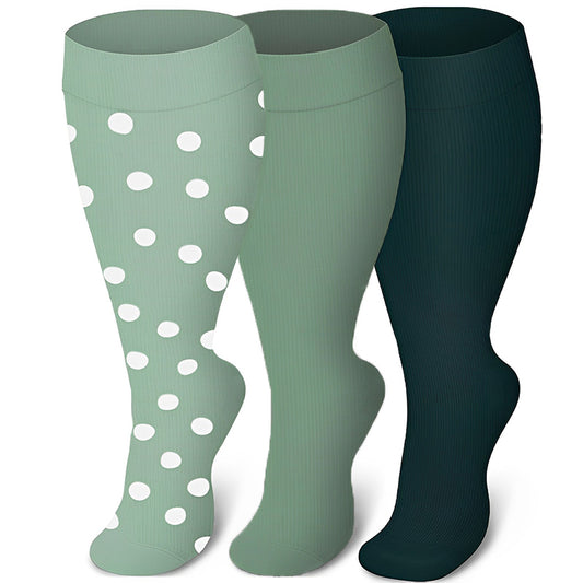 Plusock Plus Size Green Series Compression Socks(3 Pairs)