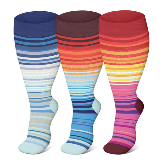 Plusock Plus Size Fashion Design Compression Socks(3 Pairs)