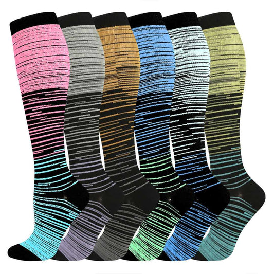 Plusock Color Thin Lines Compression Socks(6 Pairs)