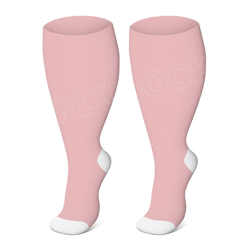 Plus Size Solid Color Elastic Compression Socks(3 Pairs)