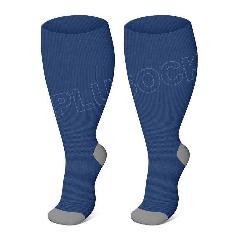 Plus Size Solid Color Elastic Compression Socks(3 Pairs)