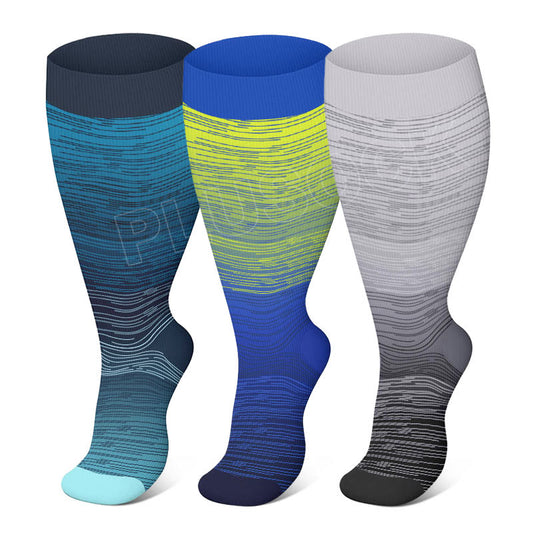 Plusock Plus Size Gradient Color Compression Socks(3 Pairs)