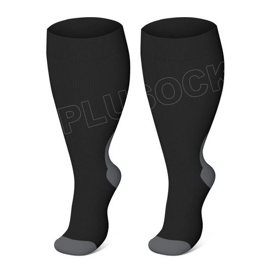 Plusock Plus Size Black Compression Socks(3 Pairs)