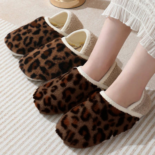Plusock Plus Size Brown Leopard Print Slipper Socks