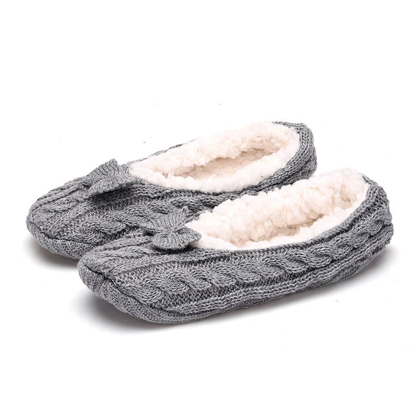 Plusock Plus Size Bow Knot Slipper Socks - Light Gray - EU43-46(US9-12) - image 3