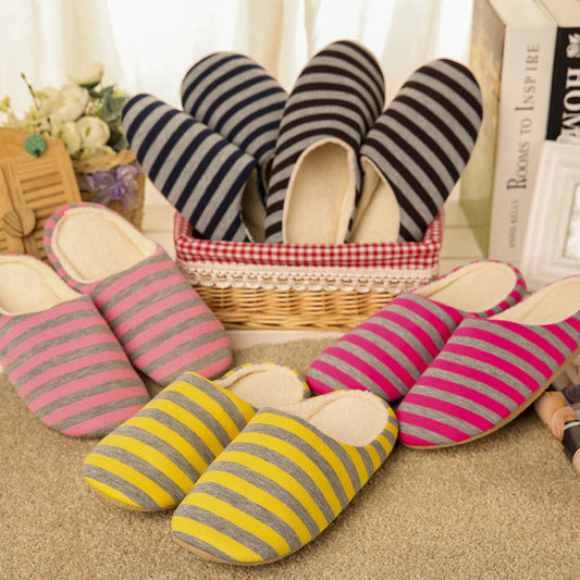 Plusock Plus Size Colorblock Stripes Slippers(3 Pairs)