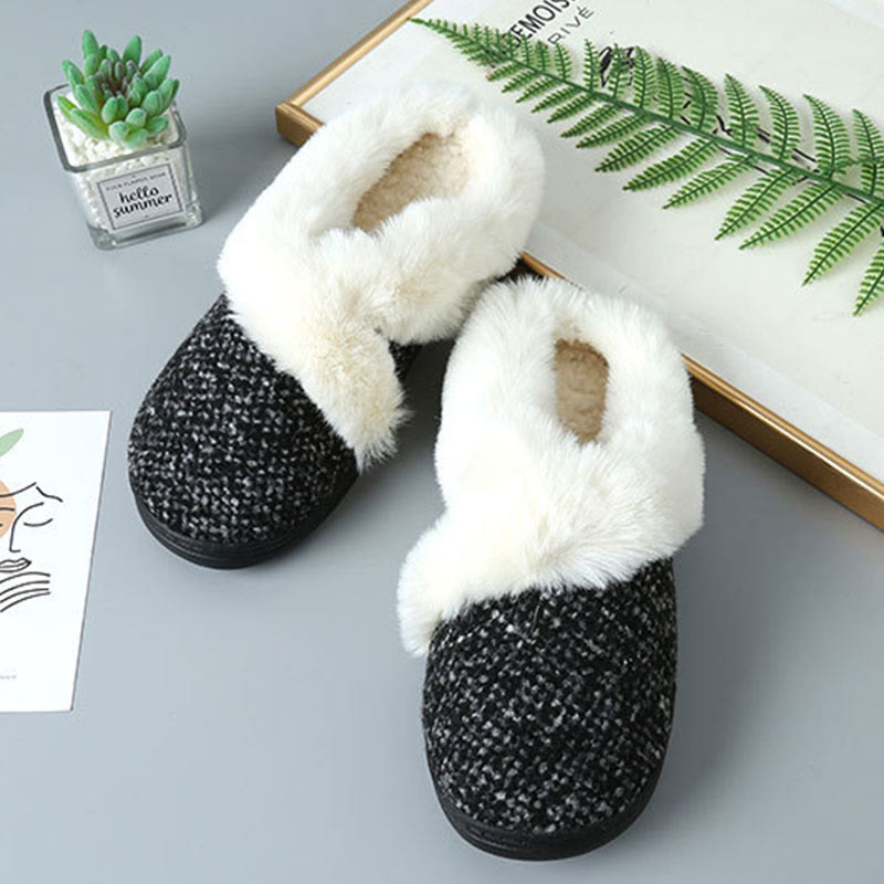 Plus Size Fur Lined Bedroom Slippers