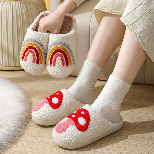 Plusock Plus Size Rainbow Mushroom Slippers