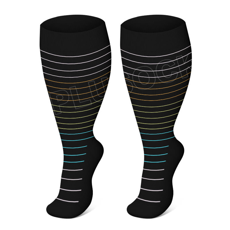 Plus Size Colorful Pinstripes Compression Socks(3 Pairs)