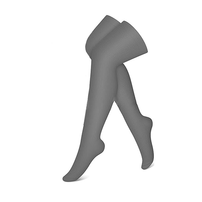 Plusock Black White Grey Thigh High Compression Socks(3 Pairs) - Grey - S/M - image 6