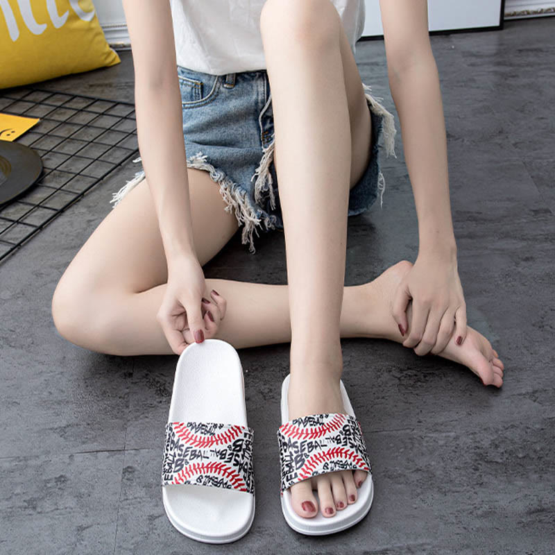 Plusock Plus Size Baseball Pattern Slides(2 Pairs)