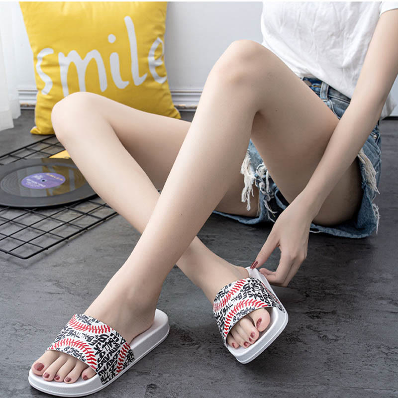 Plusock Plus Size Baseball Pattern Slides(2 Pairs)