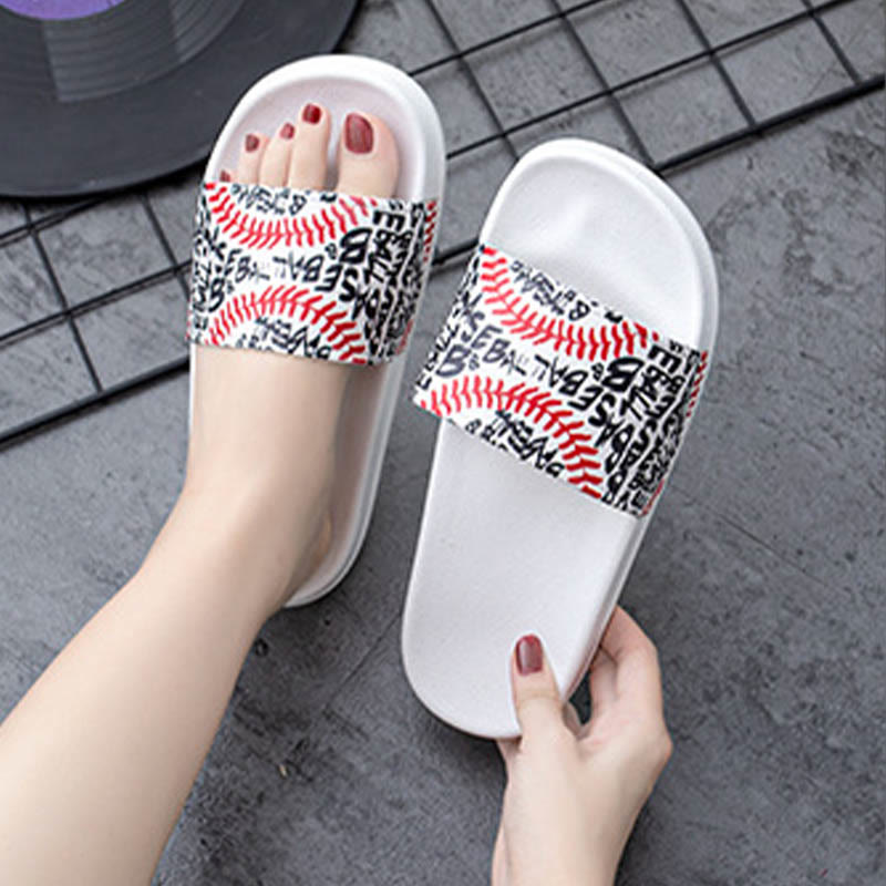 Plusock Plus Size Baseball Pattern Slides(2 Pairs)