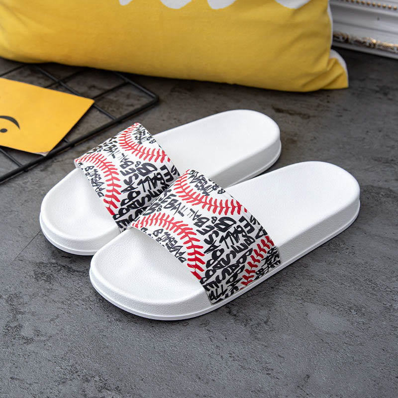 Plusock Plus Size Baseball Pattern Slides(2 Pairs)