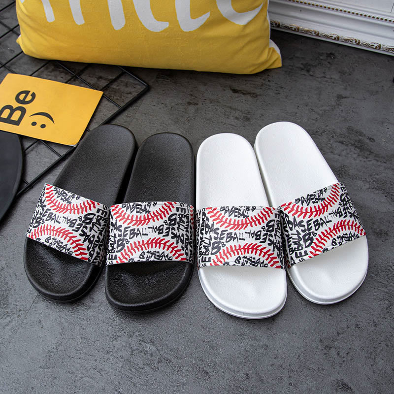 Plusock Plus Size Baseball Pattern Slides(2 Pairs)