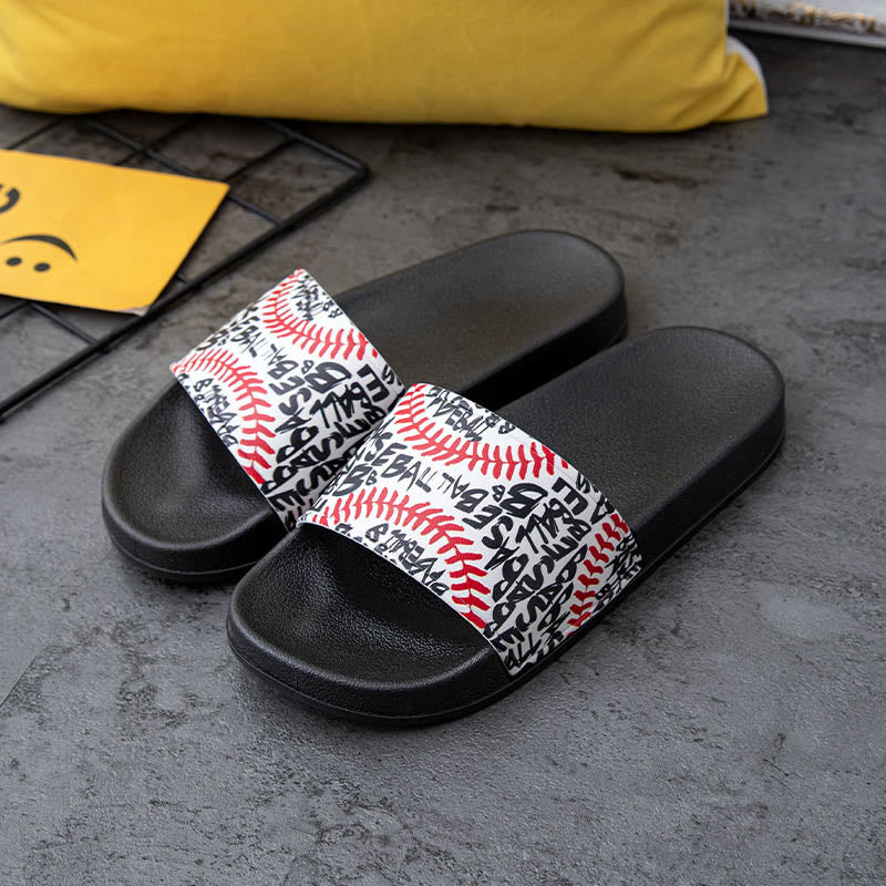 Plusock Plus Size Baseball Pattern Slides(2 Pairs)