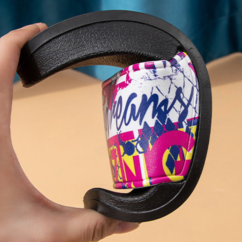 Plus Size Graffiti Slides(2 Pairs)