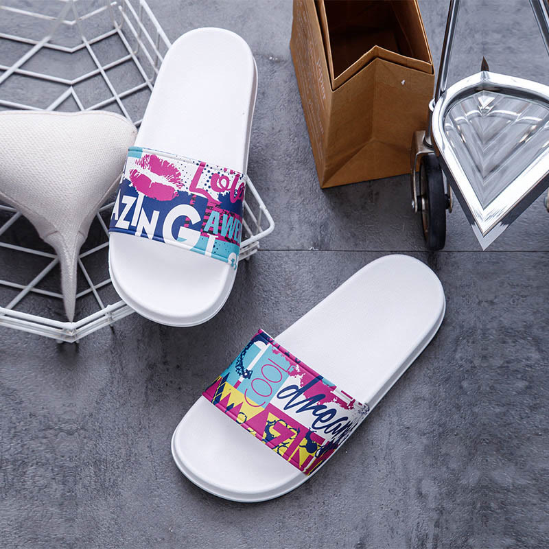 Plus Size Graffiti Slides(2 Pairs)