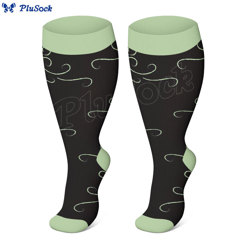 Plusock Plus Size Star Heart Strieps Compression Socks