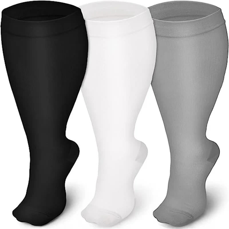 2XL-7XL Solid Color Plus Size Compression Socks(3 Pairs) – plusock