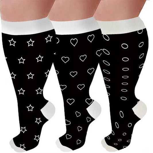 Plusock Plus Size Star Heart Compression Socks