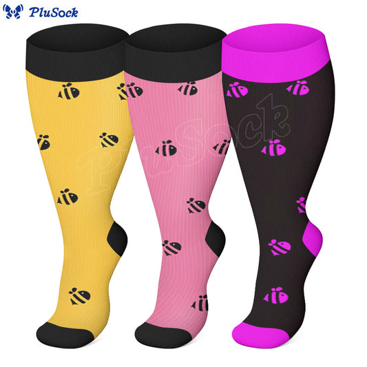 Plusock Plus Size Bee Compression Socks(3 Pairs)
