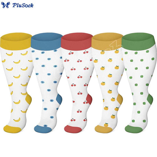 Plusock Plus Size Fruit Style Compression Socks(3 Pairs)