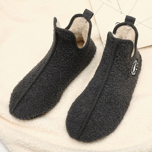 Plusock Plus Size Solid Color Plush Ankle Slipper Socks