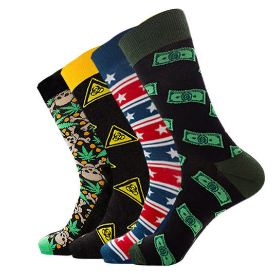 Plusock Plus Size Dollar Skull Crew Socks(4 Pairs)
