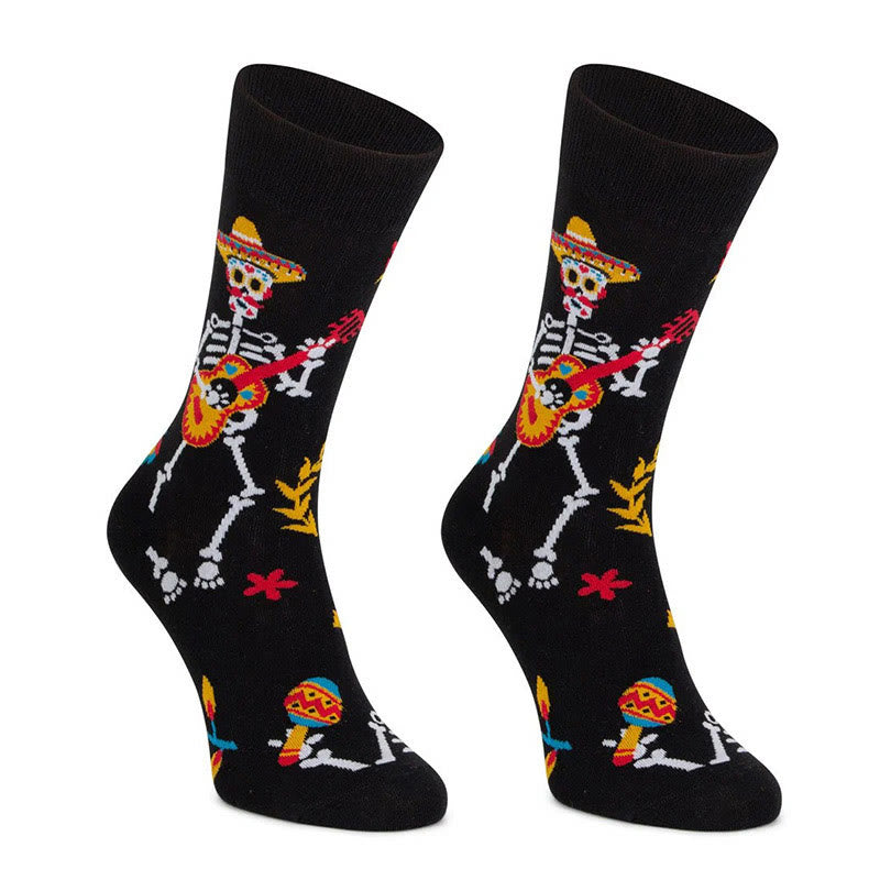 Plus Size Dancing Skeleton Crew Socks(4 Pairs)