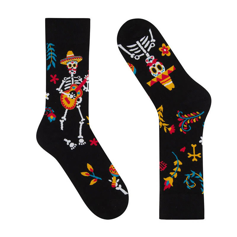 Plus Size Dancing Skeleton Crew Socks(4 Pairs)