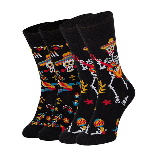 Plusock Plus Size Dancing Skeleton Crew Socks(4 Pairs)