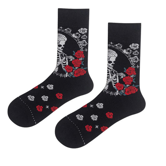 Plusock Plus Size Fashion Skull Crew Socks(3 Pairs)