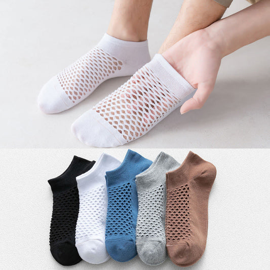 Plusock Plus Size Mesh Solid Color Soft Ankle Socks(10 Pairs)