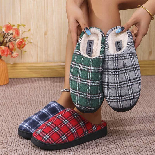 Plusock Plus Size Striped Plaid Slippers