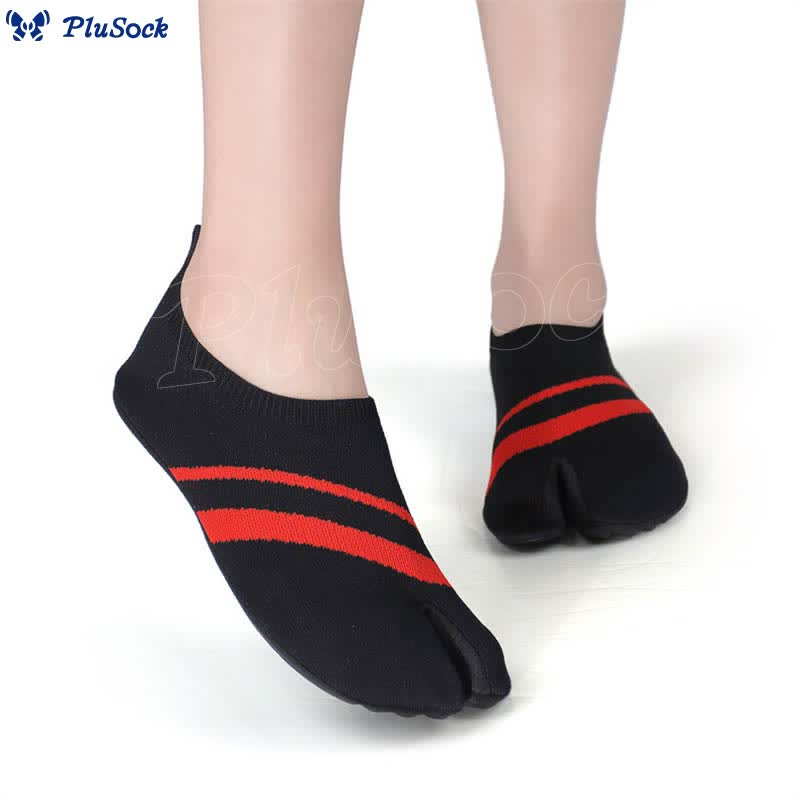 Plus Size Split Toe Stripe Slipper Socks - image 5