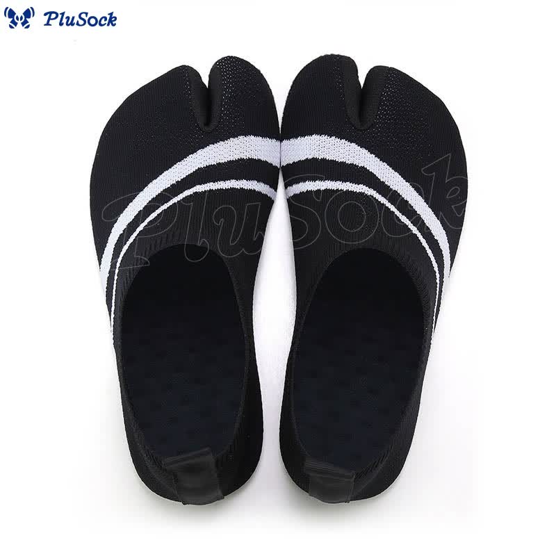 Plus Size Split Toe Stripe Slipper Socks - White - 4XL - image 12