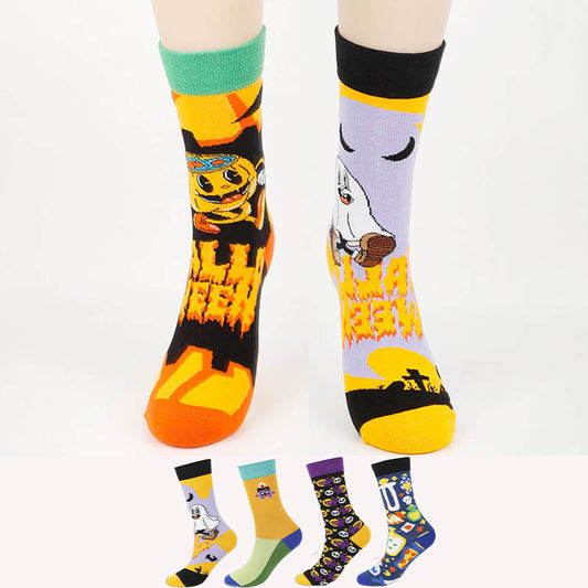 Plusock Plus Size Creative Halloween Crew Socks(4 Pairs)
