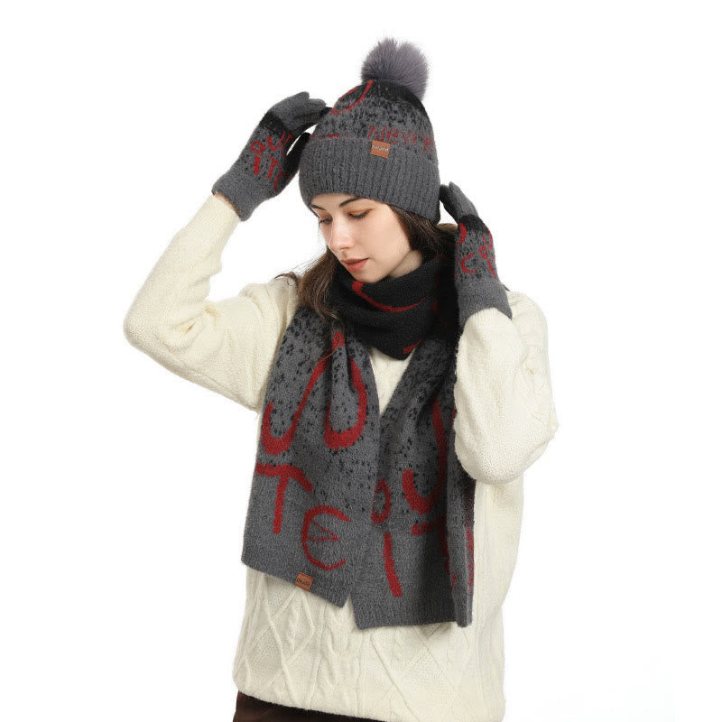 Alphabet Gloves Beanie Scarf 3 In 1 Set