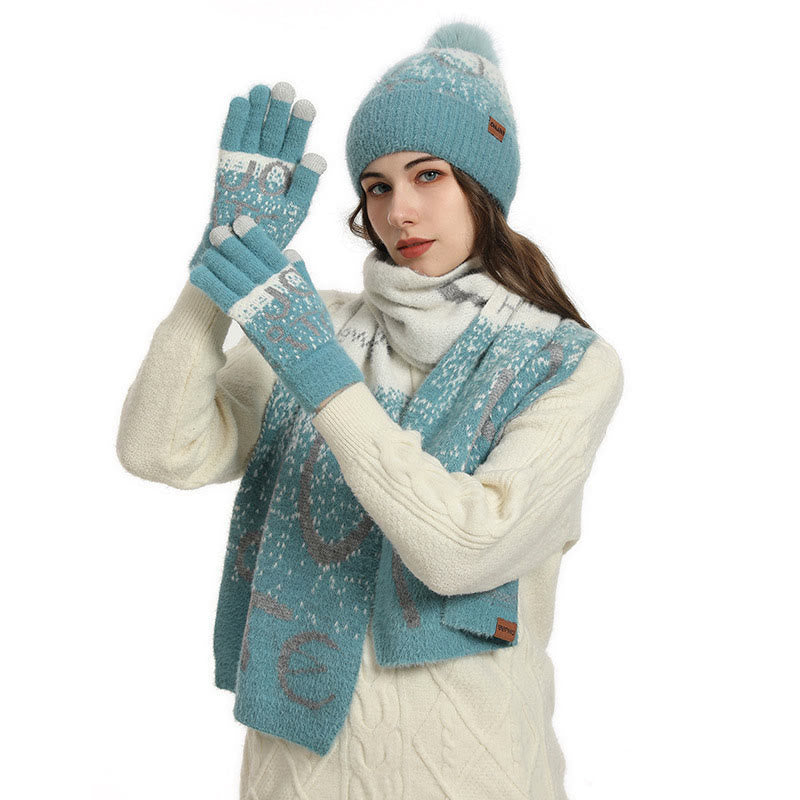 Alphabet Gloves Beanie Scarf 3 In 1 Set