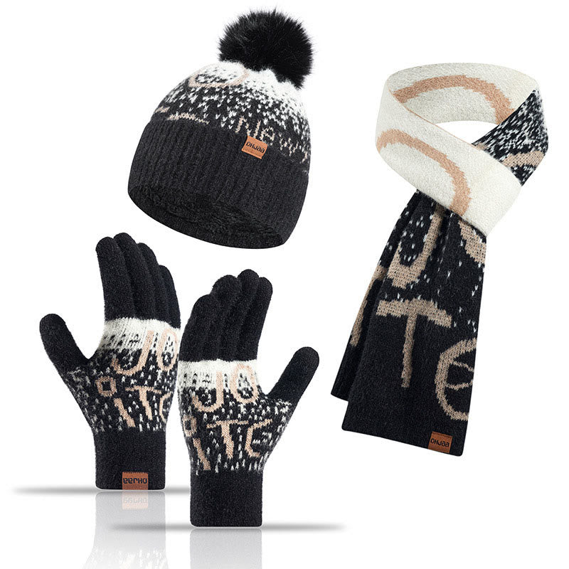 Alphabet Gloves Beanie Scarf 3 In 1 Set