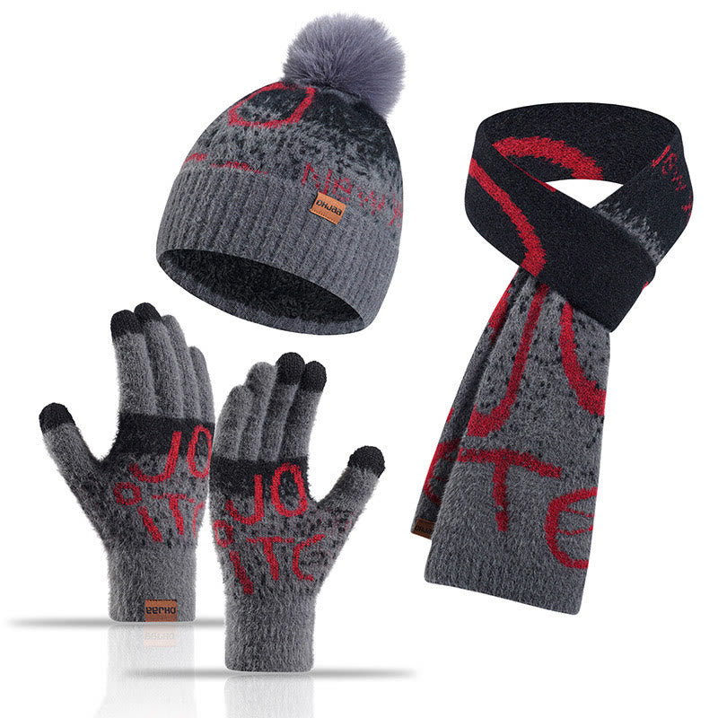 Alphabet Gloves Beanie Scarf 3 In 1 Set