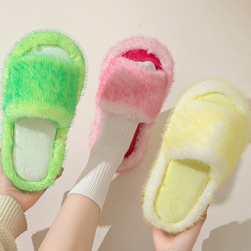 Plusock Plus Size Candy Color Plush Slippers