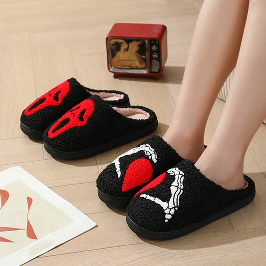 Plusock Plus Size Ghost Face Hand Heart Slippers
