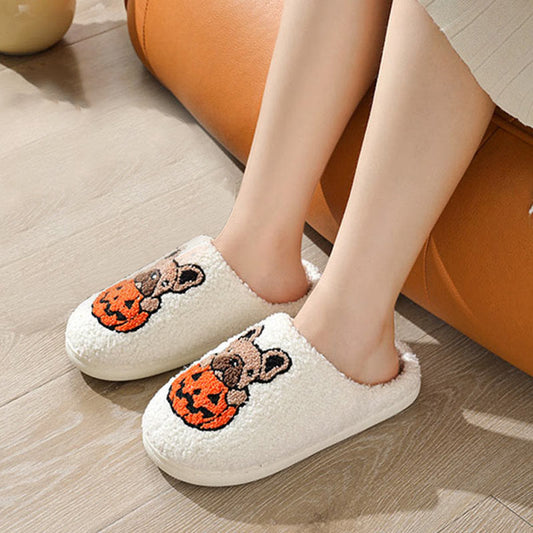 Plusock Plus Size Puppy Pumpkin Slippers