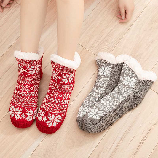Plusock Plus Size V Snowflake Shaped Slipper Socks