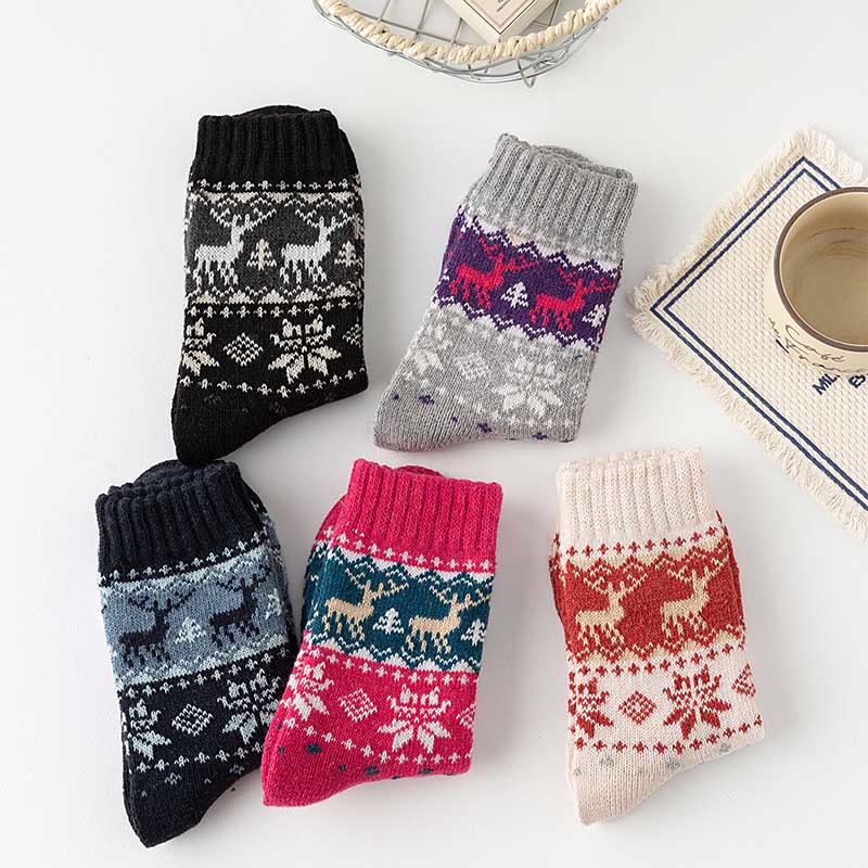 Christmas Elk Series Quarter Socks(5 Pairs)